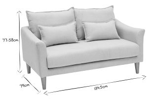 Canapé scandinave 2 places en tissu beige et bois clair KATE