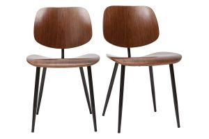 Chaises en bois foncé noyer et métal noir (lot de 2) TOBIAS