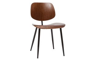 Chaises en bois foncé noyer et métal noir (lot de 2) TOBIAS