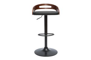 Tabouret de bar réglable design noir et bois noyer MANO