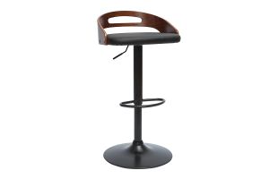 Tabouret de bar réglable design noir et bois noyer MANO