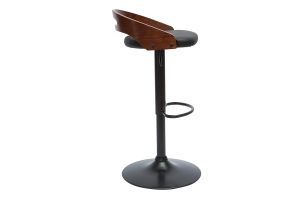 Tabouret de bar réglable design noir et bois noyer MANO