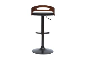 Tabouret de bar réglable design noir et bois noyer MANO