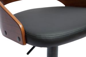 Tabouret de bar réglable design noir et bois noyer MANO