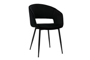 Chaise design noire en tissu velours et métal PRISMA