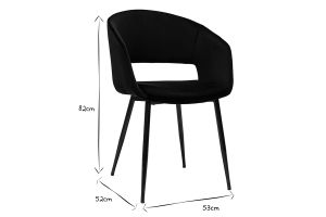 Chaise design noire en tissu velours et métal PRISMA