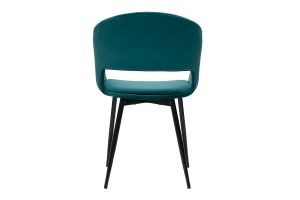 Chaise design en tissu velours bleu pétrole et métal noir PRISMA