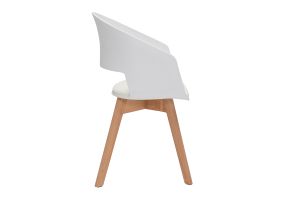Chaise scandinave blanche et bois clair massif PRISMA