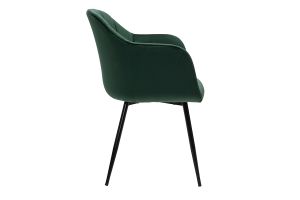 Chaise design en tissu velours vert foncé et métal noir MILLY