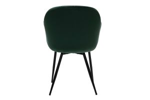 Chaise design en tissu velours vert foncé et métal noir MILLY