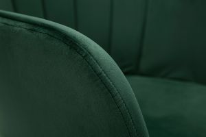 Chaise design en tissu velours vert foncé et métal noir MILLY
