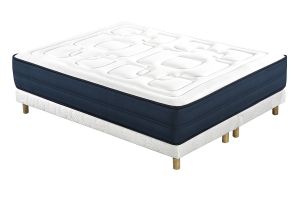 Lit 2 places 180x200 cm avec sommiers tapissiers et matelas avec accueil mousse à mémoire de forme BENJI