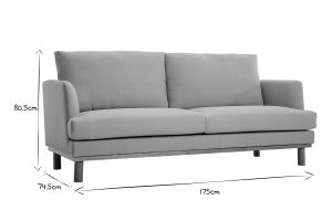 Canapé scandinave 3 places en tissu beige et bois clair HOBART