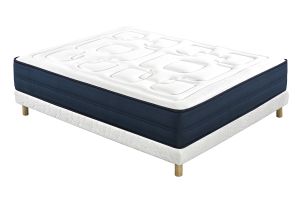 Lit 2 places 140x200 cm avec sommier tapissier et matelas avec accueil mousse mémoire de forme BENJI