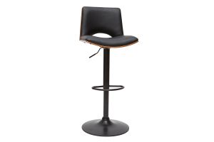 Tabouret de bar design réglable noir et bois foncé PANACH