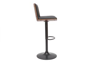 Tabouret de bar design réglable noir et bois foncé PANACH