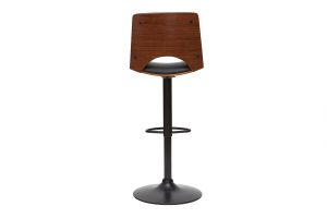 Tabouret de bar design réglable noir et bois foncé PANACH