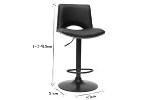 Tabouret de bar design réglable noir et bois foncé PANACH