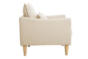 Fauteuil scandinave en tissu beige et bois clair KATE