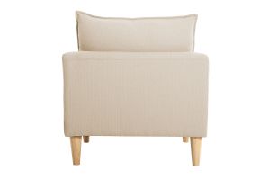 Fauteuil scandinave en tissu beige et bois clair KATE