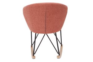 Rocking chair en tissu effet velours texturé terracotta, métal noir et bois clair RHAPSODY