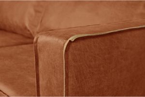 Canapé vintage 3 places cuir marron cognac aspect vieilli et métal noir SONNY