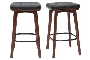 Tabourets de bar vintage noirs et bois foncé 65 cm (lot de 2) GRAMMA