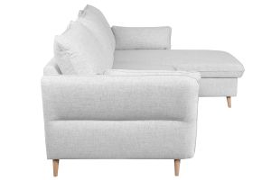 Divano letto angolare destro con contenitore grigio chiaro DRISS