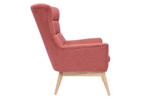 Fauteuil scandinave en tissu effet velours texturé terracotta et bois clair BRODY