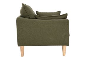 Canapé scandinave 2 places en tissu vert kaki et bois clair KATE