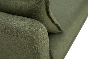 Canapé scandinave 2 places en tissu vert kaki et bois clair KATE