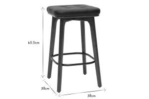 Tabourets de bar vintage noirs et bois foncé 65 cm (lot de 2) GRAMMA