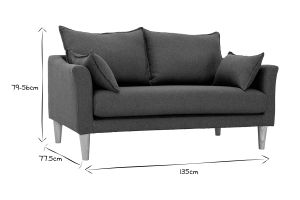 Canapé scandinave 2 places en tissu vert kaki et bois clair KATE