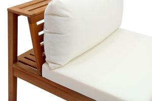 Salon de jardin d'angle 6 places en bois massif avec coussins déhoussables beige naturel BELIZE