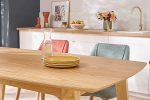 Table extensible rallonges intégrées rectangulaire en bois clair L180-230 cm FIFTIES