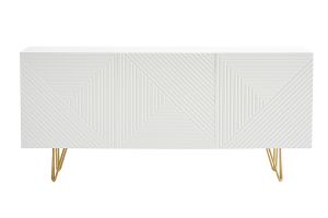 Buffet design blanc et métal doré 3 portes L160 cm OZEN