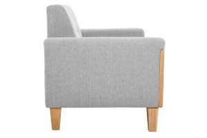 Canapé scandinave 2 places en tissu gris et bois clair FJORD
