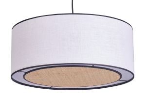 Suspension cylindrique en lin blanc et rabane naturelle D50 cm TRAVES
