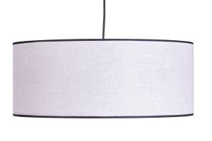 Suspension cylindrique en lin blanc et rabane naturelle D50 cm TRAVES