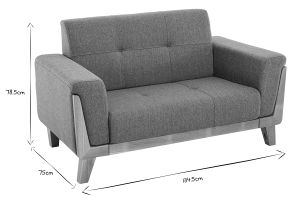 Canapé scandinave 2 places en tissu gris et bois clair FJORD