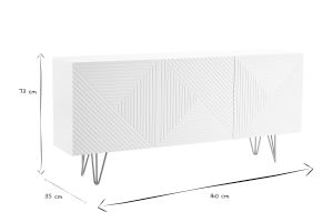 Buffet design blanc et métal doré 3 portes L160 cm OZEN