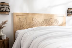 Tête de lit en bois manguier massif gravé L165 cm VIBES