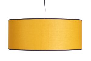Suspension cylindrique en lin jaune moutarde et rabane naturelle D50 cm TRAVES