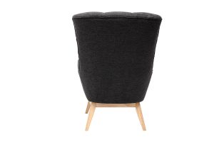 Fauteuil scandinave en tissu effet velours texturé gris foncé et bois clair BRODY