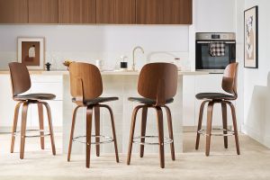 Design-Barhocker drehbar schwarz und dunkles Holz H66 cm (2er-Set) BECK