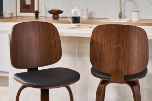 Design-Barhocker drehbar schwarz und dunkles Holz H66 cm (2er-Set) BECK