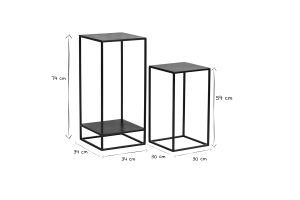 Sellettes gigognes en métal noir L34 cm (lot de 2) IGGY