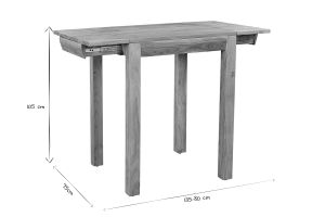 Table de bar haute extensible carrée en bois massif L80-135 cm BALTO