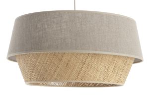 Suspension design bi-matière en lin grège et rabane naturelle D45 cm SENSA