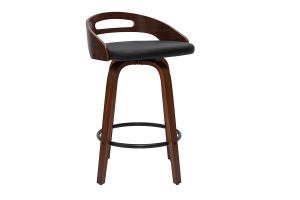 Tabourets de bar design noirs et bois foncé 65cm (lot de 2) MANO